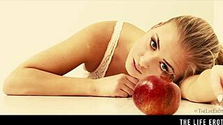 Daring blonde sneaks in to masturbate