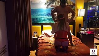 peruvian couple in red corset amateurs