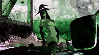 Cuming deep inside witch Gruntilda on Halloween night in wild 3D action! 🧙‍♀️