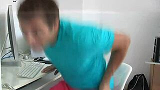 busty blonde milf contrasts with teen in group blowjob threesome.