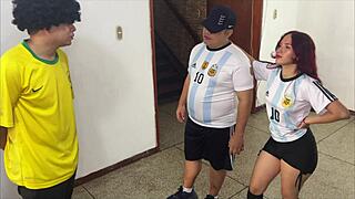 tengo que ser follada como puta por perder el partido. mi novio mira mi culo reventado.