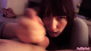 Young babe lies to her boyfriend and performs a deep throat on a big dick man