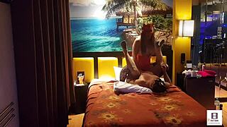 peruvian couple in red corset amateurs