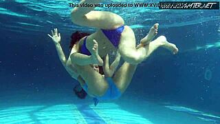 Mia Ferrari and Lina Mercury dive into fierce lesbian action underwater