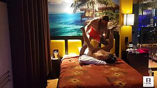 peruvian couple in red corset amateurs