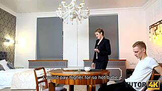 Tutor4k mature tutor instead of literature teaches student about sex