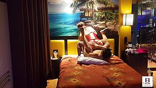 peruvian couple in red corset amateurs