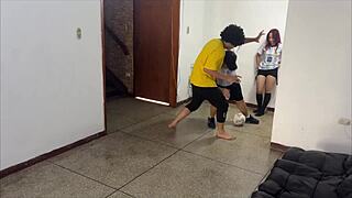 tengo que ser follada como puta por perder el partido. mi novio mira mi culo reventado.