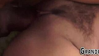 Teen eagerly swallows grandpa’s load in a steamy outdoor encounter.