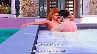 Want to see hot tub romance in 3D hentai?