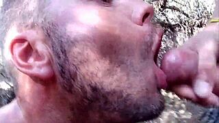 Public group blowjob action with strangers: Gay cruising adventure