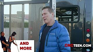 Ginger teen freeused on bus, oh my gosh!