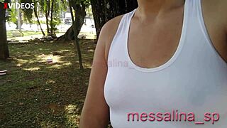 hey, messalina flashes her natural tits to drivers on the street