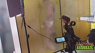 Rafaella Denardin shows huge tits in steamy shower!