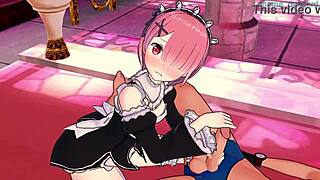 Ram Re-Zero Passionately Rubs Massive Cock in 3D Hentai