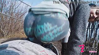 Punk goth couple caught in public ruin blowjob