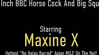 curvy milf maxine x oils up her big tits for dirty talk and squirts