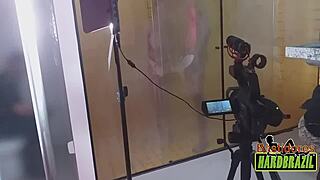 Rafaella Denardin shows huge tits in steamy shower!