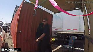 Latina bad girl sucks cop's dick outdoors