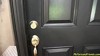 This shaved milf with pierced nipples handles her visitors in wild cowgirl style