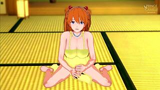 Asuka in yellow dress guides your handjob