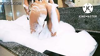 taking a relaxing bath in the bathtub with warm water and bubbles