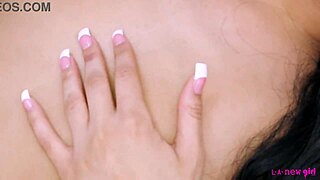 sexy brunette shows her stunning body during a casual interview