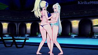 katsuragi and yomi in intense lesbian play with futanari sex! so hot! 🔥