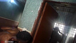 Old comedy man sneaks to fuck his wife in the bathroom while her husband sleeps nearby in bed.