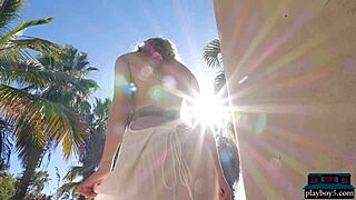 OMG, I’m like totally obsessed with Fatima Kojima’s big round ass stripping naked for Playboy