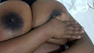 this ebony with big tits couldn’t resist fingering herself solo