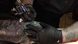 marie bossette gets painful tattoo on leg
