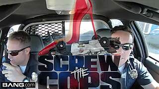 Latina bad girl sucks cop's dick outdoors