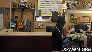 couple having nasty sex in the shop with a big rod