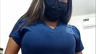 Sexy latina nurse with a big ass masturbates at work and films homemade porn by night.
