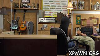 couple having nasty sex in the shop with a big rod