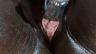 this ebony with big tits couldn’t resist fingering herself solo