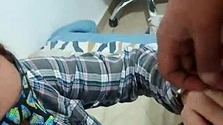 While cleaning the office, my boss surprises me with a doggy style fuck, groping my big tits and shoving his monster cock into my mouth.