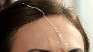 Naughty Peach Swallows Cumshot Facial In Blowbang