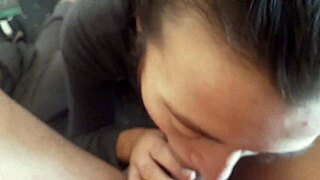 Petite british teen intensely sucks cock before taking massive cumshot.