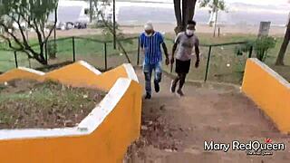 Caught masturbating in public and had to suck the young guys