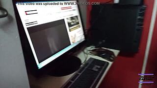 this brazilian couple hits an erotic cinema cabin for hot sex, then a stranger joins to screw the cuckold’s wife