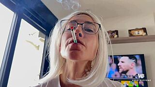 Hey, I'm fucking my stepson's friend while smoking a cig, keeping it casual and fun.