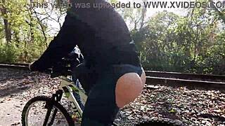 Hey, check this butt-less jeans exhibitionist flashing on the bike trail!