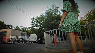flashing tits and upskirt in public, no panties