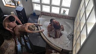 guy reverses gangbang in spa