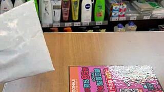 asian ladyboy shows her new thong in convenience store, feeling so sexy and confident