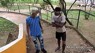 Caught masturbating in public and had to suck the young guys