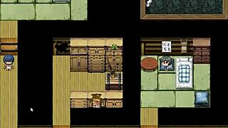 Tanned Natsuki in Hentai Game Ep 37 Gives Handjob to Married Man in Bathroom. It's So Wild!