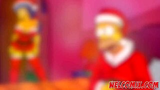 Christmas hentai surprise: giving his wife as a gift to beggars in simptoons simpsons.